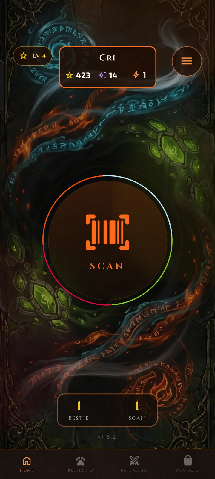 ScanBeast home screen with the central Scan button