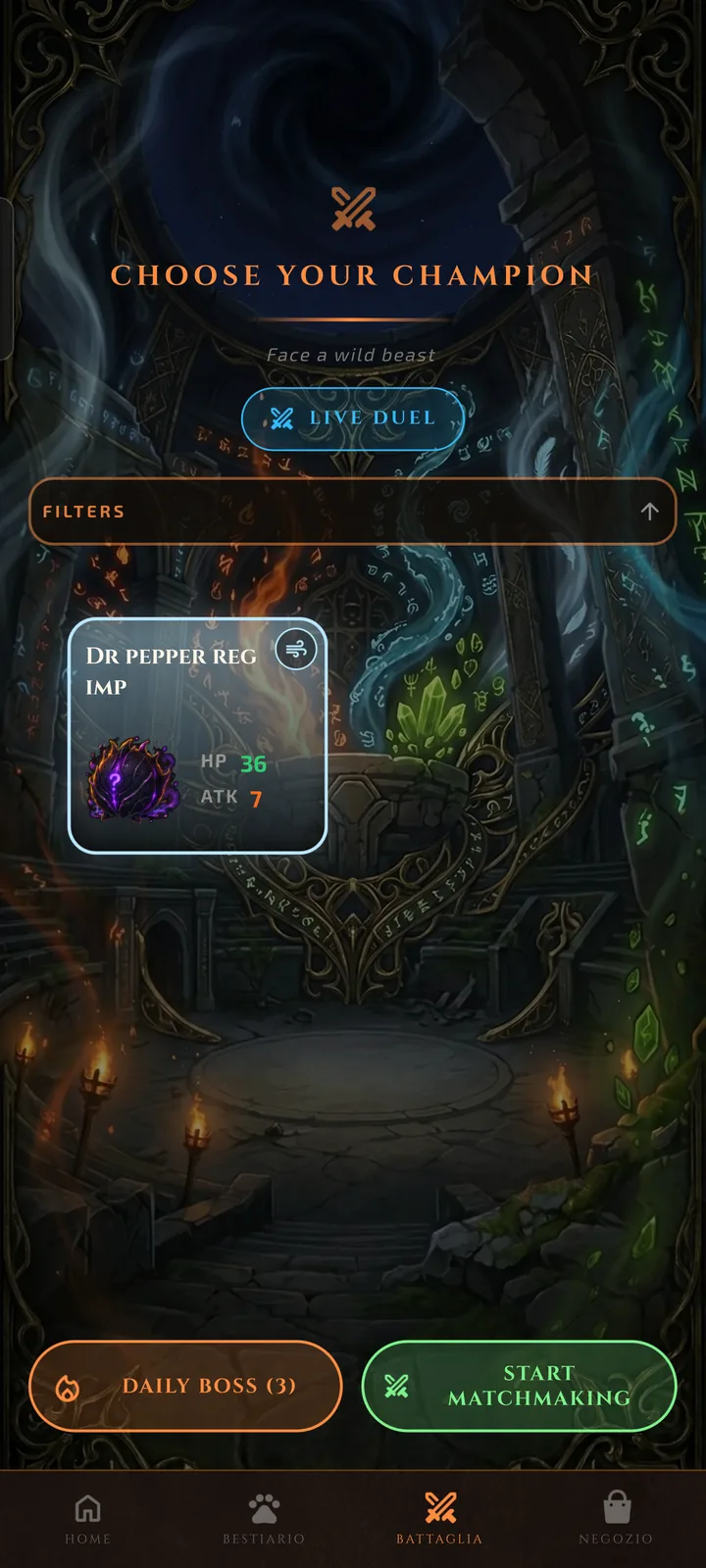 Battle — choose your champion