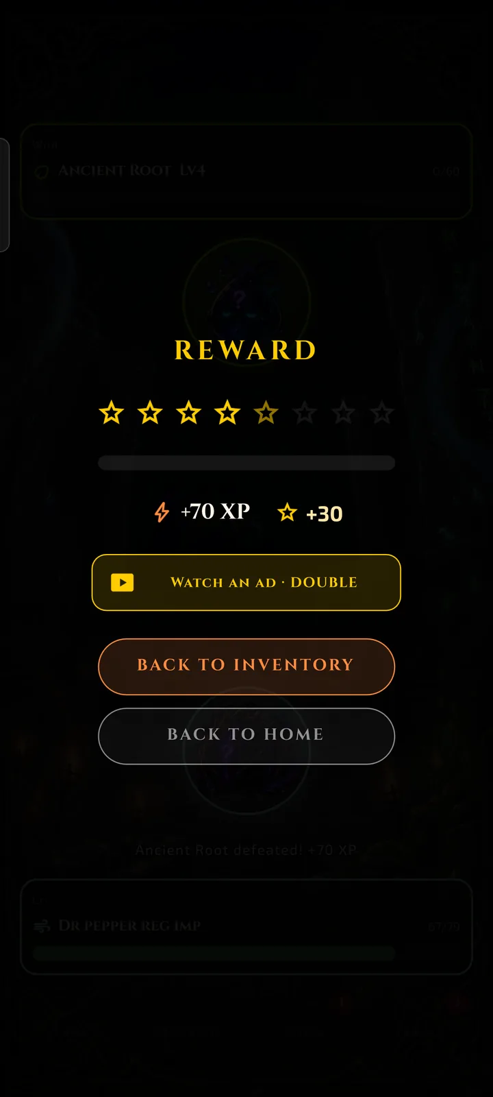 Battle reward — XP and essence